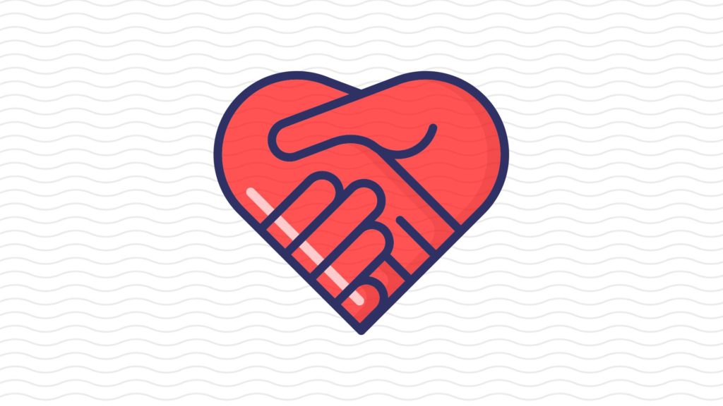 Illustration of two hands holding each other which forms a heart
